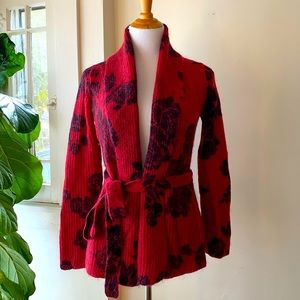 Lucky Brand Red & Black Wrap Cardigan sweater xs
